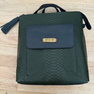 NWT Isle Locada Leather Backpack / Purse / Bag. Dark green